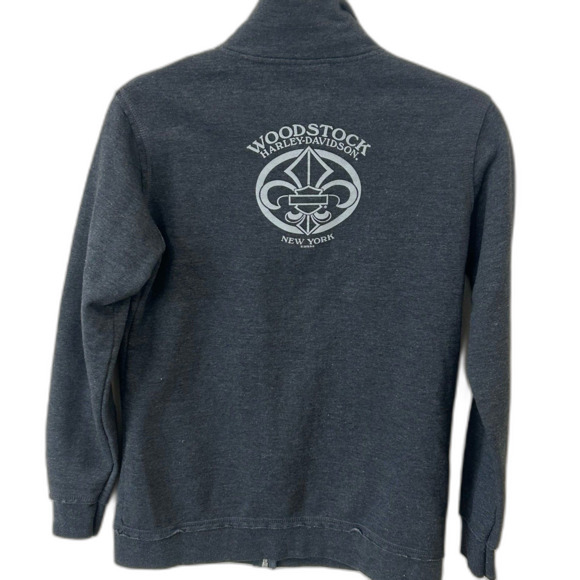 Harley-Davidson Sweatshirt Women’s Size M Gray New York Full Zip Woodstock NY - Picture 2 of 11